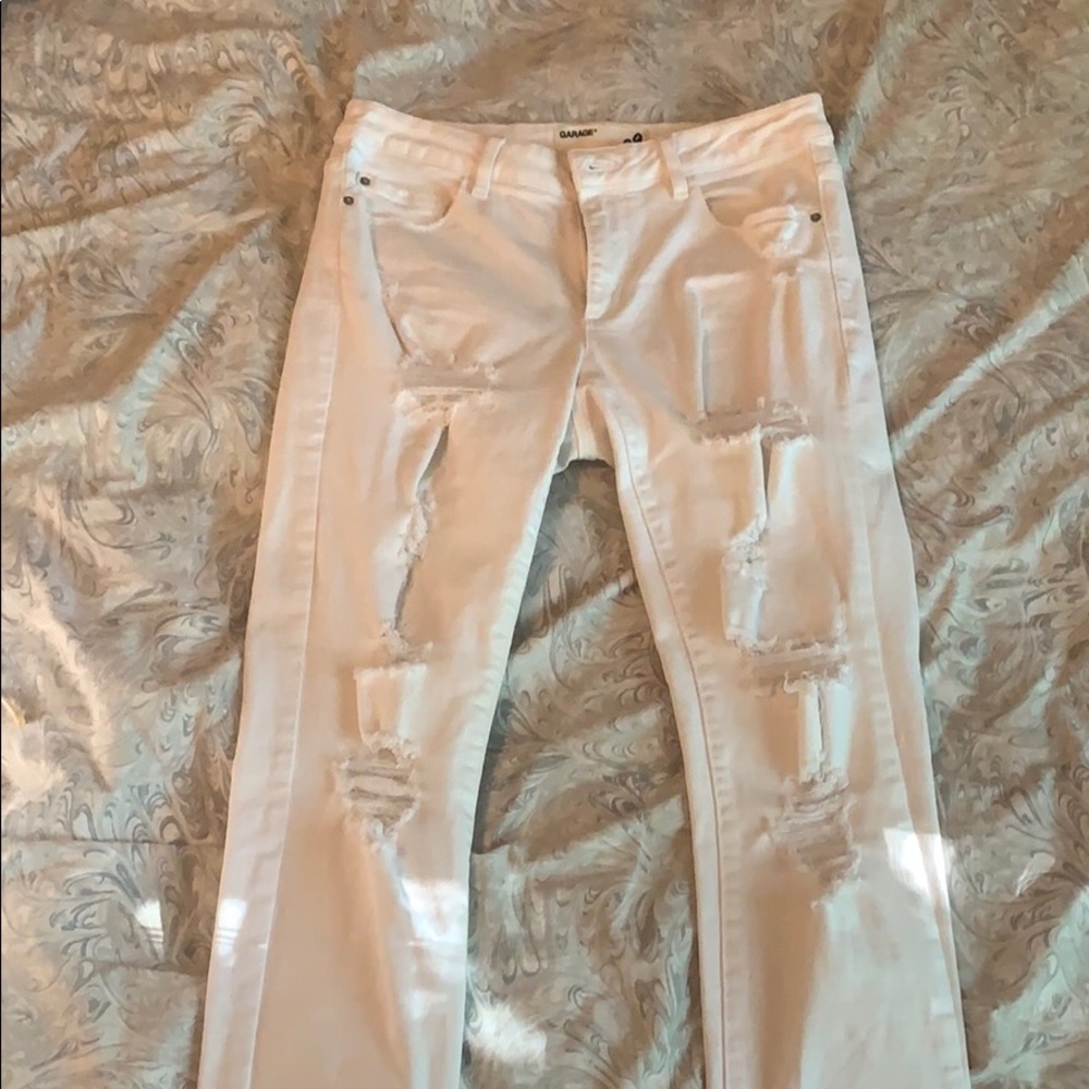 White ripped jeans